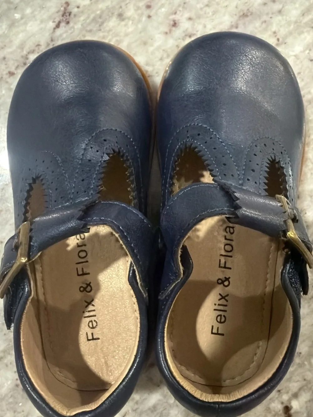 Felix & Flora Navy Blue T-Strap Kids Dress Shoes